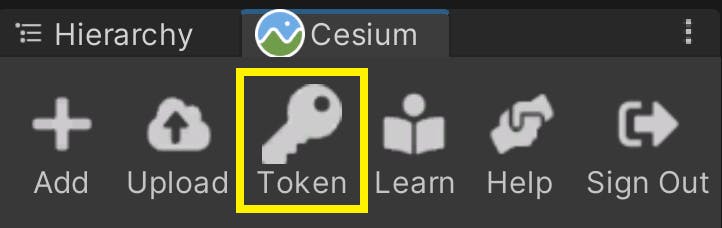 Click on the Token button at the top of the Cesium window.
