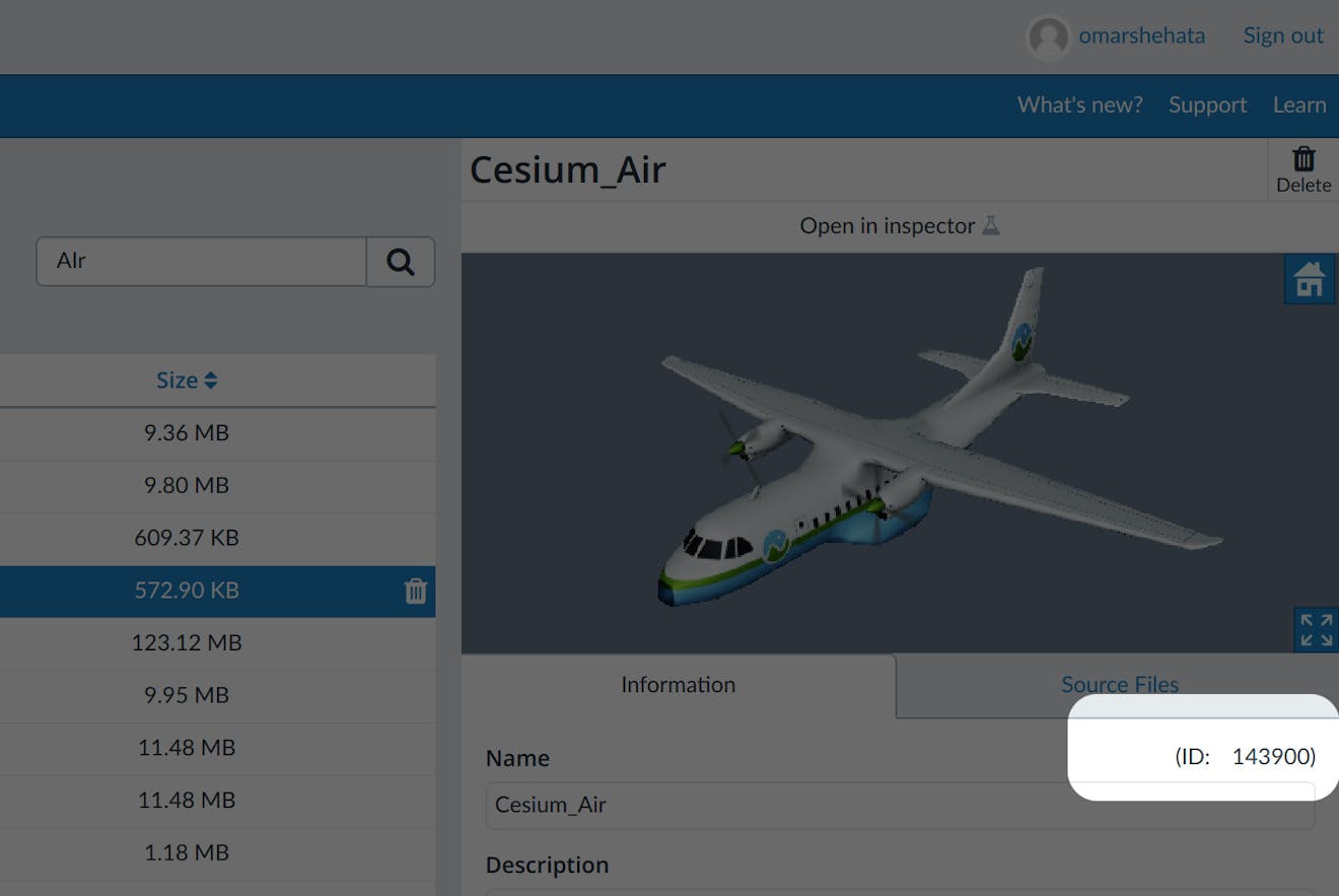 Flight tracker asset id